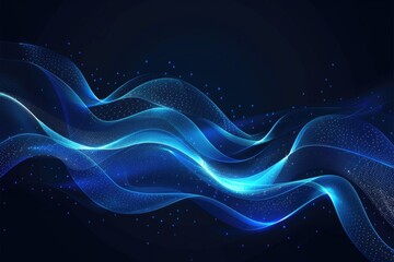A dark background with blue waves and stars
