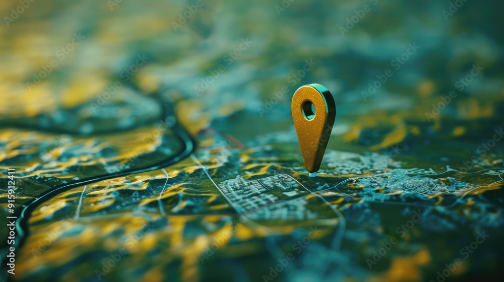 Poster A map with a pin marking a location