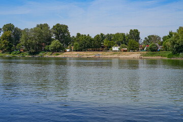 Summer landscape of Tisza valley near the confluence with Mures river, Szeged, Hungary, Europe