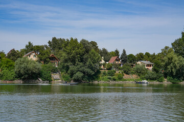 Summer landscape of Tisza valley near the confluence with Mures river, Szeged, Hungary, Europe