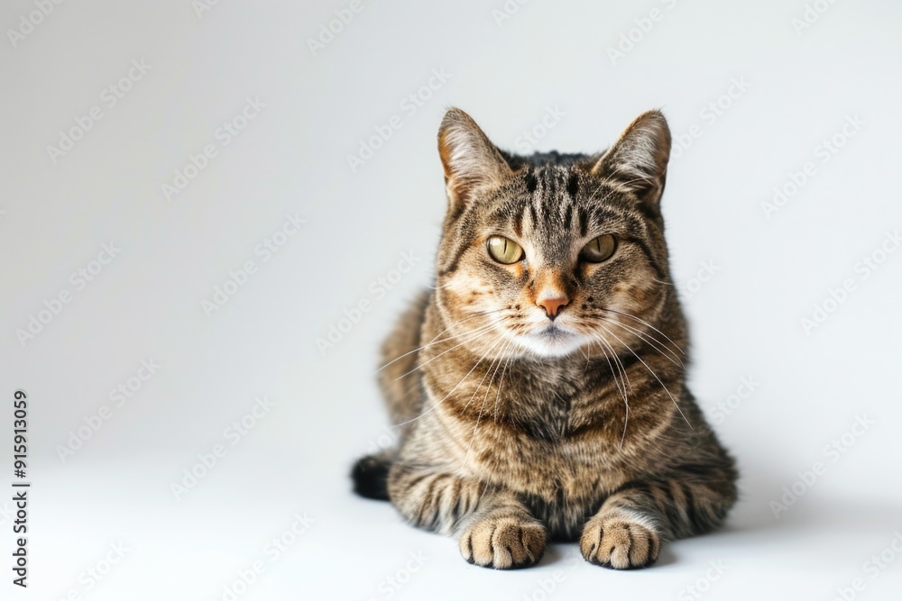 Aufkleber a curious cat sitting on a white surface looking directly at the camera