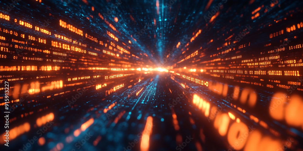 Aufkleber futuristic background of glowing data streams representing a fast-paced digital information flow, wi