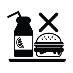 food, drink, no food, no drink, no food sign icon