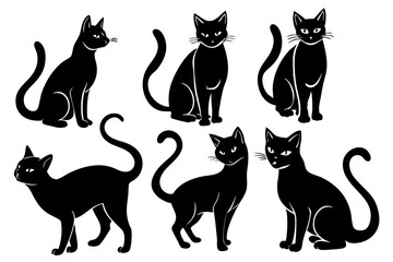 set of cats silhouettes