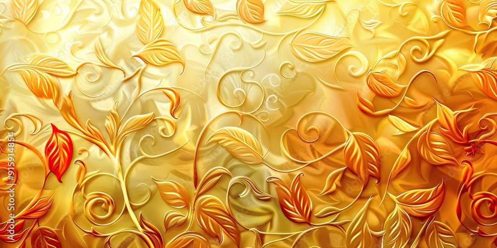 Poster warm autumn leaves in soft gradient swirl patterns evoke a serene, abstract atmosphere