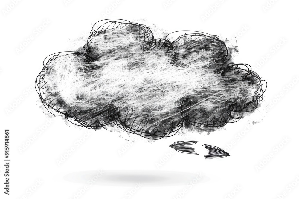 Poster a simple black and white drawing of a cloud, suitable for use in educational or creative projects