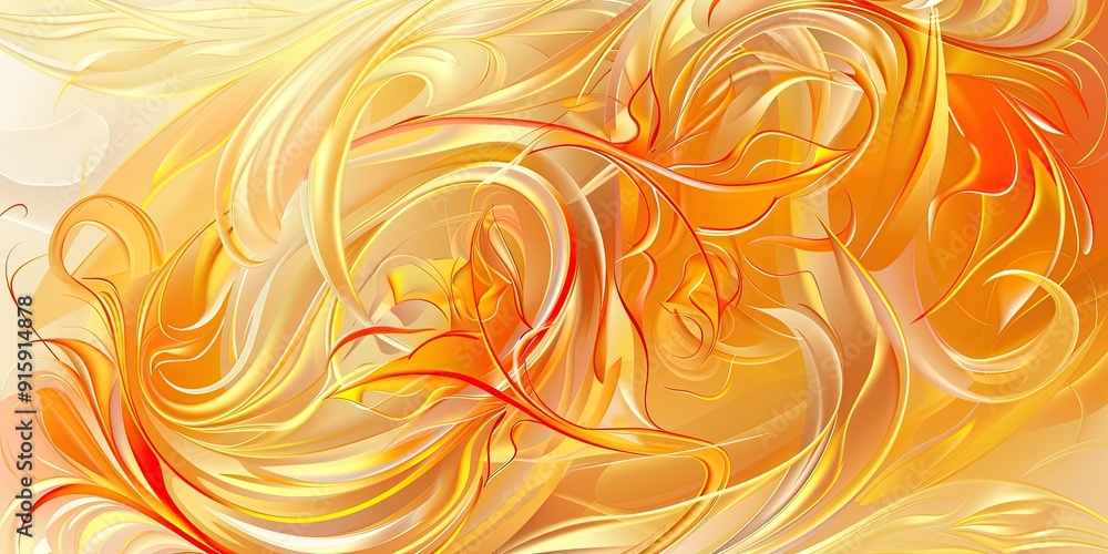 Aufkleber abstract autumn swirl patterns in warm colors of orange and yellow creating a delicate design