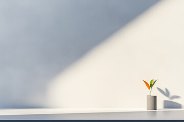 Minimalist Plant in Sunlit Space with Shadows