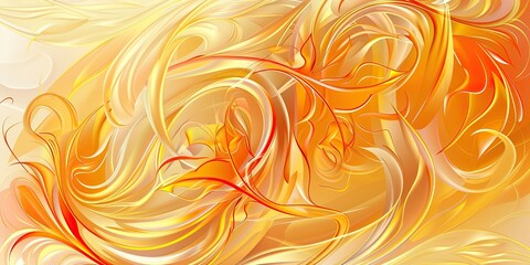 Abstract autumn swirl patterns in warm colors of orange and yellow creating a delicate design