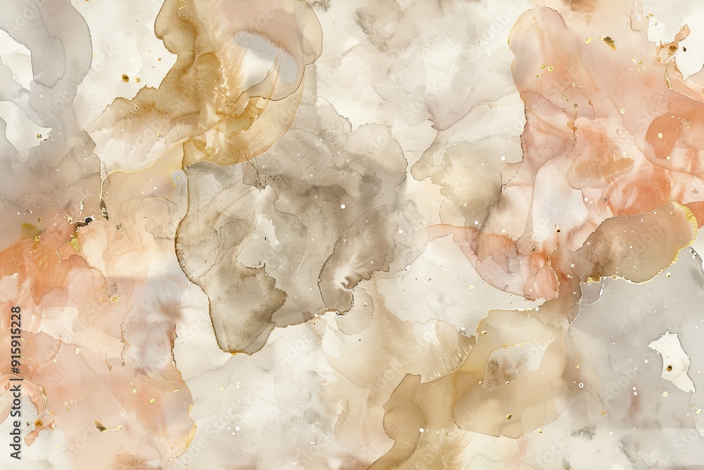 Poster soft beige and peach watercolor splashes create a sophisticated minimalist backdrop ideal for brochu
