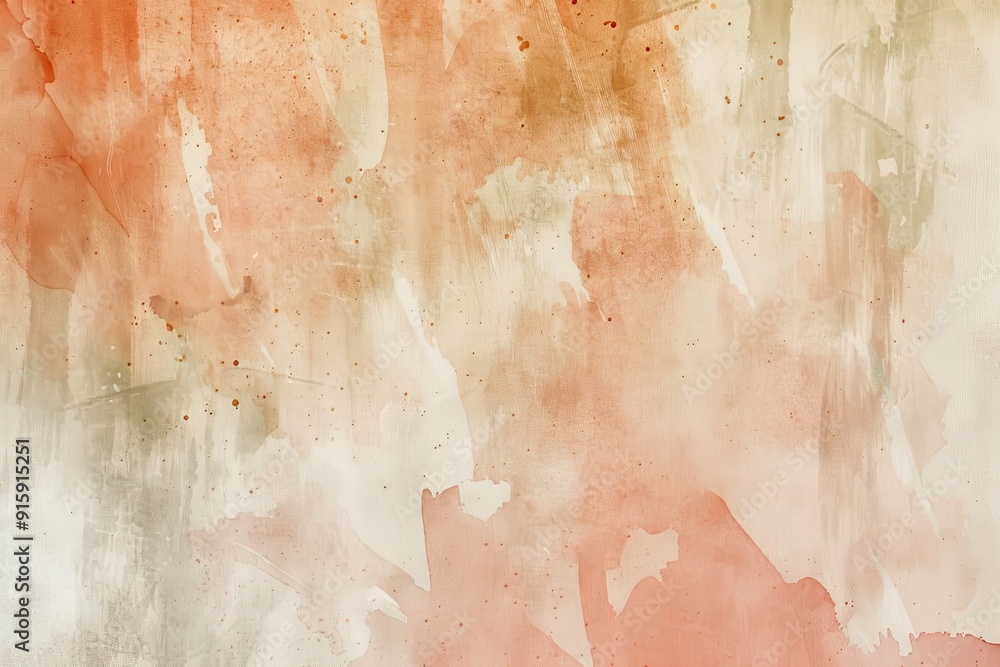 Poster Soft beige and peach watercolor splashes create a minimalist background ideal for creative projects in 2024