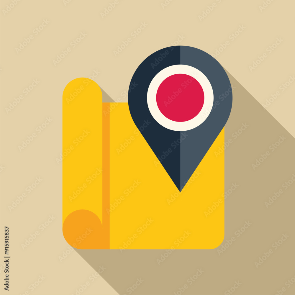 Poster location pin is marking a point on a map, representing navigation and destination finding