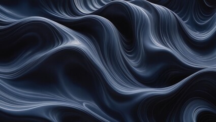 Obraz premium Midnight Blue Fluid Waves Abstract Organic Texture Pattern