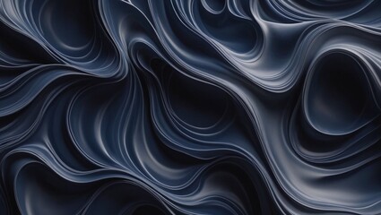 Fototapeta premium Midnight Blue Fluid Waves Abstract Organic Texture Pattern