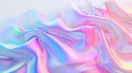 Obraz premium Holographic wave pattern, flat design, luminous gradient, clipart style, isolated on white background