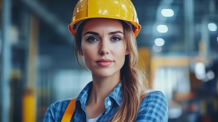 Beautiful young girl in work helmet concept for labor day in usa