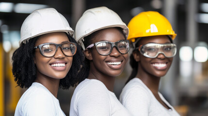 Beautiful young girl in work helmet concept for labor day in usa