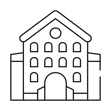 recommend clip art: castle main building line icon vector. castle main building sign. isolated contour symbol black illustration