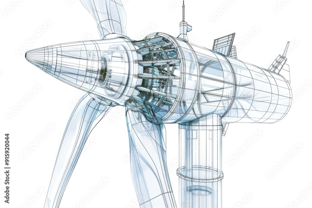 Leinwandbilder a close-up image of a wind turbine against a white background, ideal for use in presentations and re