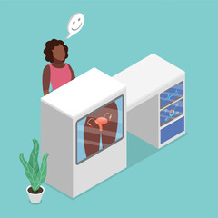 3D Isometric Flat Vector Illustration of Gynecology Check Up, Health Care and Medicine