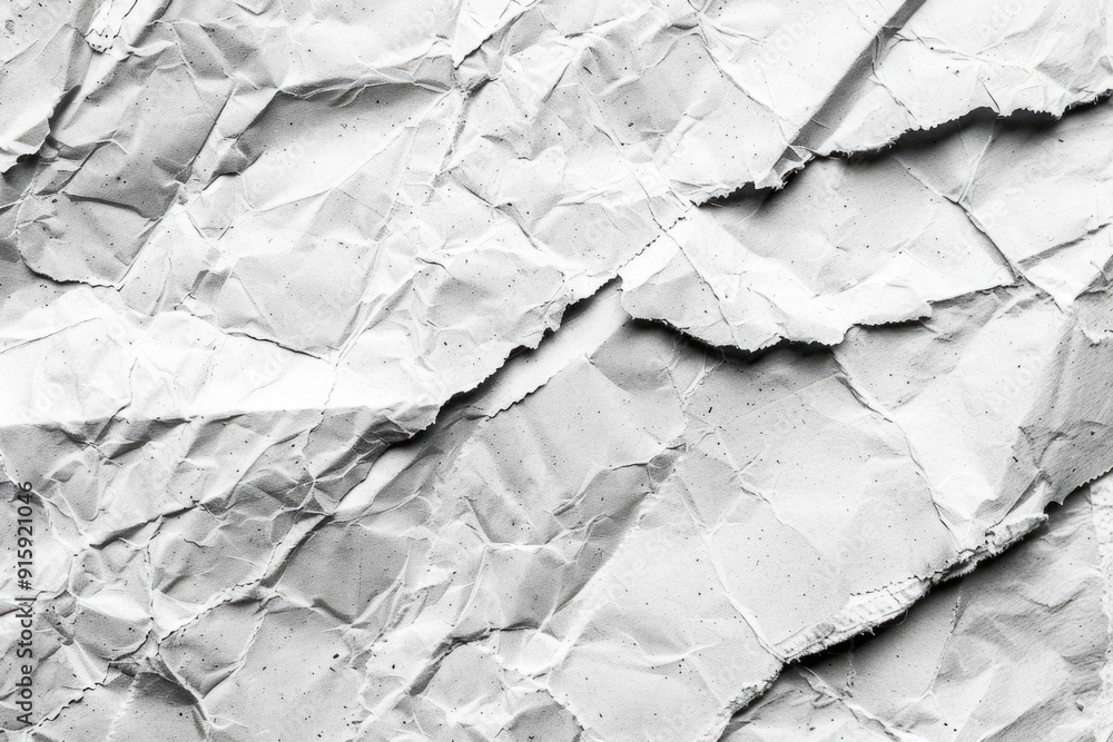 Poster a black and white image of a crumpled sheet of paper with wrinkles and creases
