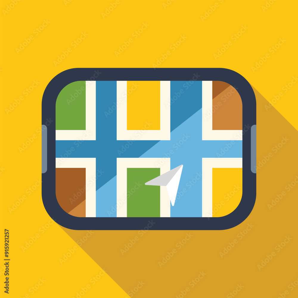 Poster gps navigation app displaying city map on smartphone screen