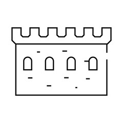 stone wall with windows line icon vector. stone wall with windows sign. isolated contour symbol black illustration