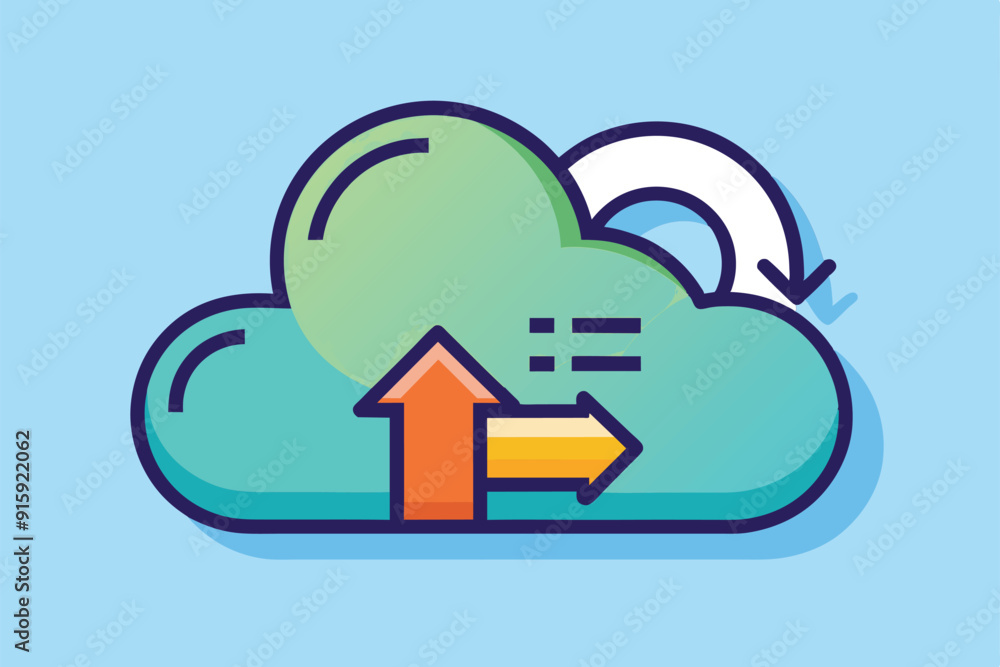 Poster a customizable illustration shows a cloud with arrows indicating data transfer and a circular symbol