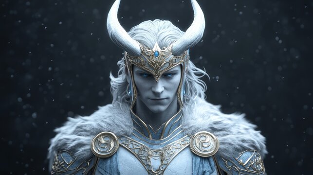 Loki with a Mischievous Grin, Shapeshifting Trickster God of Norse Mythology, Depicted in an Intricate Sculpture