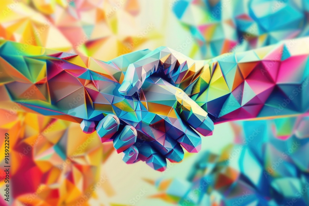 Poster a close-up shot of two individuals extending their hands and shaking in a gesture of agreement or fr