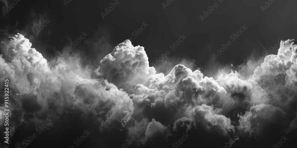 Poster a simple yet striking image of clouds in the black and white sky