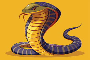 Fototapeta premium A cobra snake showcases its distinctive hood and striking colors, poised gracefully against a clear background