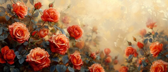 Vibrant Roses Painting, Artistic Bouquet Imagery