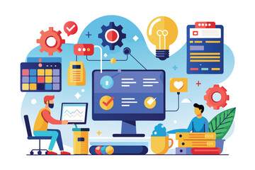 Participants engage in coding exercises using various customizable tools in a vibrant and creative workshop environment