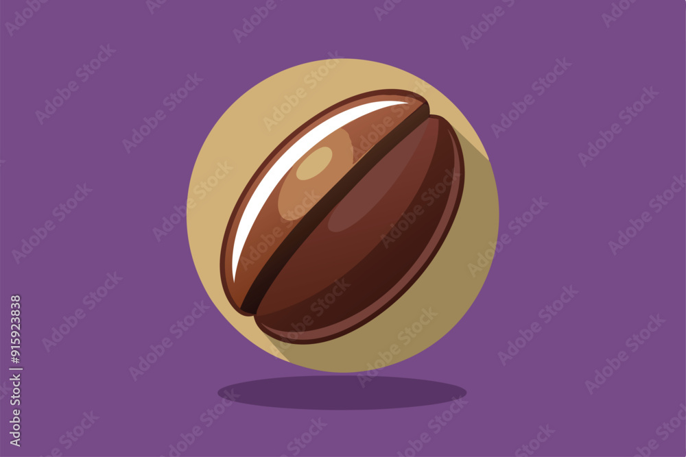Poster a customizable flat illustration showcases a coffee bean centered within a circular design against a