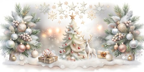 christmas tree branches with snow