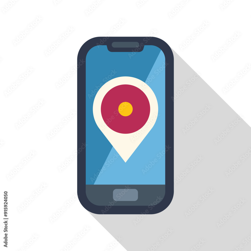 Poster smartphone is displaying a location pin, indicating an active navigation or gps tracking app