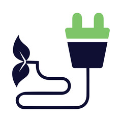 plug, leaf, plant, tree, eco plug, plug with leaf icon