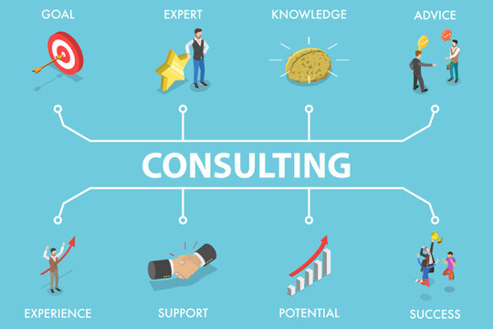 3D Isometric Flat Vector Illustration of Consulting, Advice, Support and Help