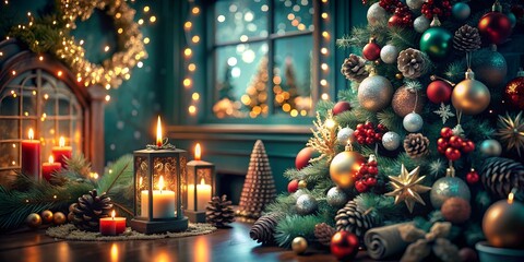 Fototapeta premium christmas tree with candles