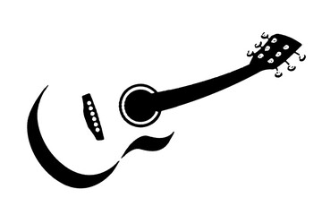 silhouette guitar stringed musical instrument orchestra jazz play music vector image black
