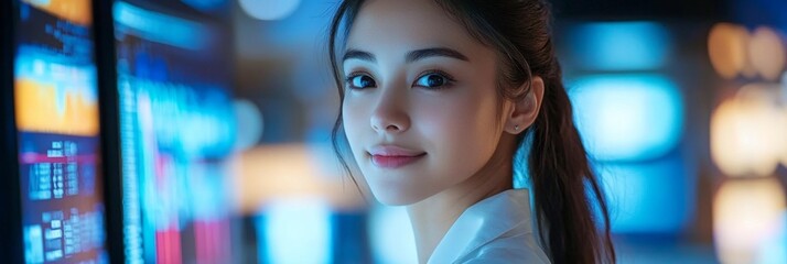 Female Software Developer Focused on Collaborative Industrial Tech Project with Diverse Indian Colleagues in Research Laboratory