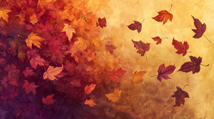 Autumn Leaves Swirl Background Illustration - Fall Season 16:9