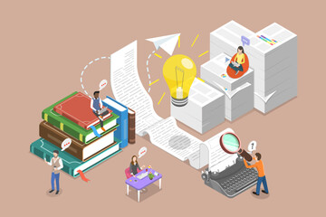 3D Isometric Flat Vector Illustration of Copywriter, Effective Marketing Communication