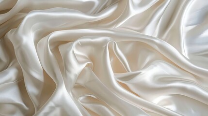 Obraz premium White satin fabric with soft folds and ripples, creating an elegant and luxurious texture.