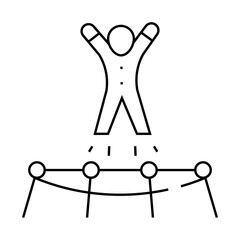 acrobat jumping on trampoline line icon vector. acrobat jumping on trampoline sign. isolated contour symbol black illustration