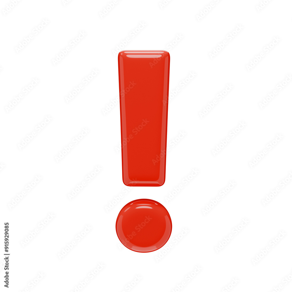 Fototapete exclamation mark icon. punctuation mark isolated on a transparent background. 3d render of a sign in