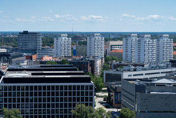 The famous apartment building in Wrocław near the Grunwaldzki passage. Centennial Hall in the...
