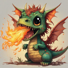 A collection of cartoon characters including dragons and animals