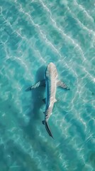 Drone View of Shark in Crystal Blue Ocean